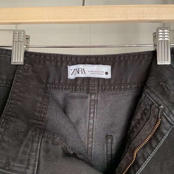 Zara High-Waisted Black Marine Straight Jeans , Size 2 - Picture 3 of 5